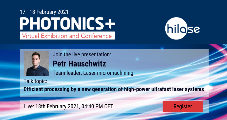 Visit HiLASE booth at the first Photonics+ virtual exhibition and conference