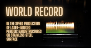 World record in the speed production of laser-induced periodic nanostructures on stainless steel
